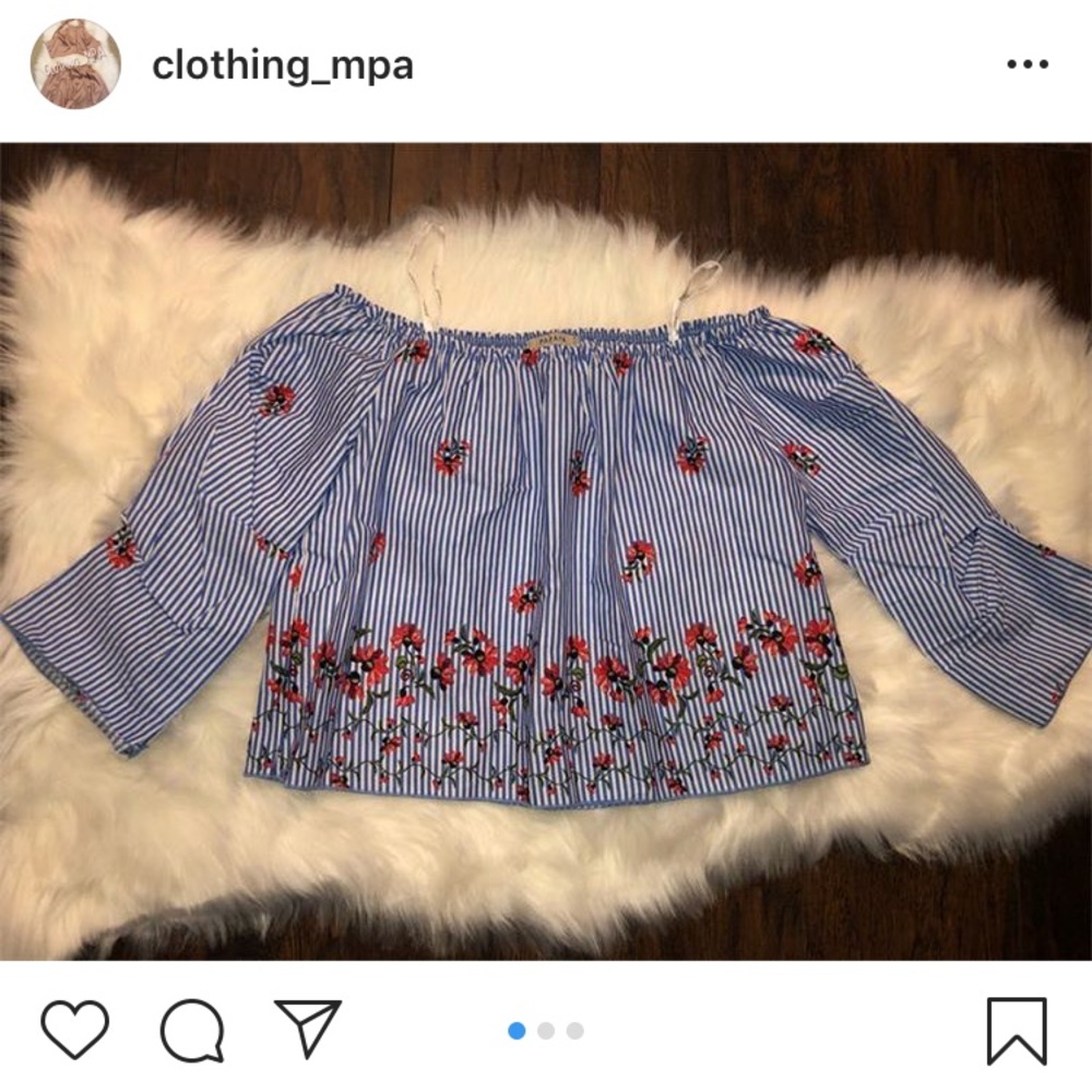 Pinstriped Off The Shoulder Top